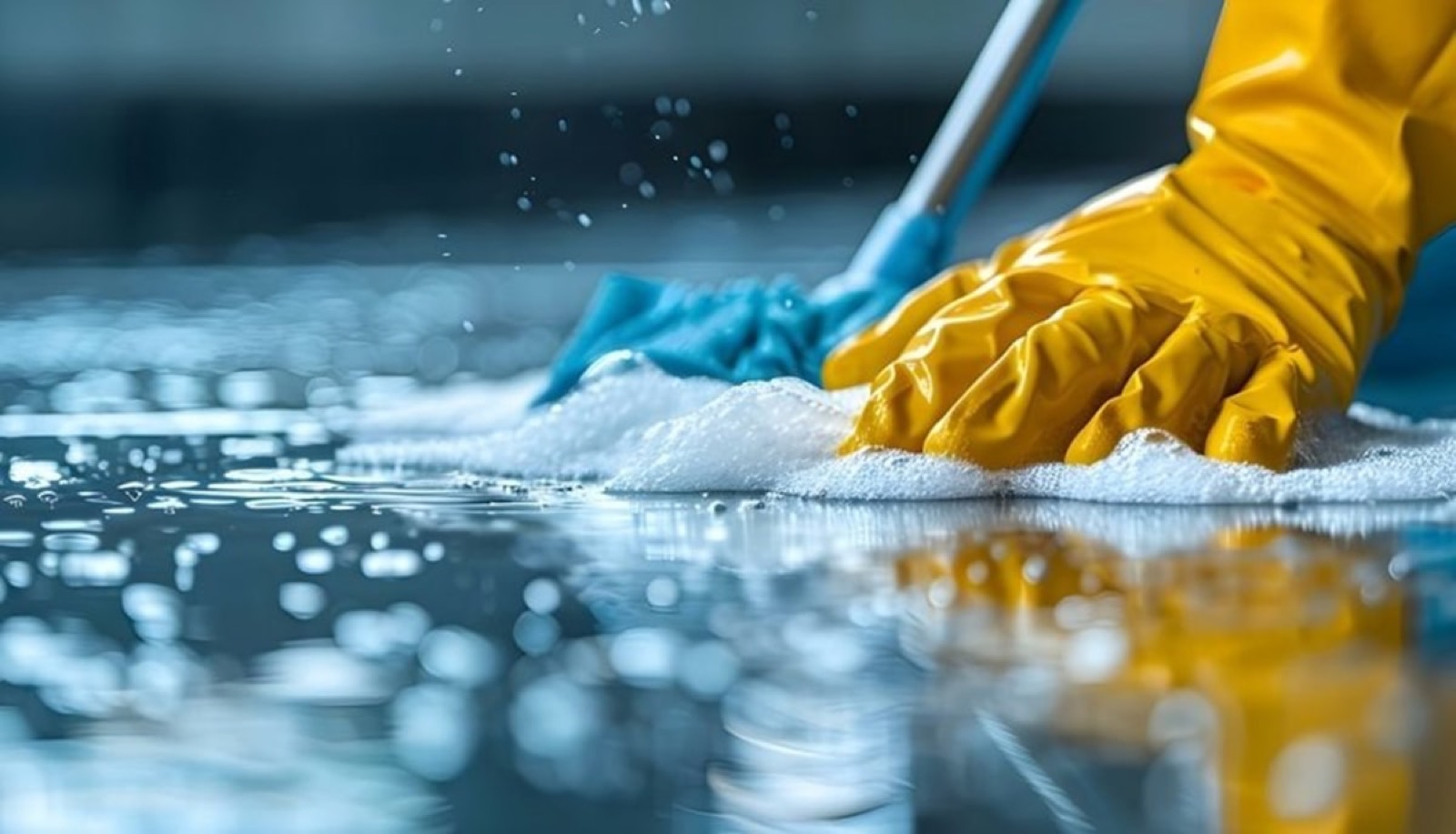 High-touch surface disinfection performed by Royal Caspian janitorial staff